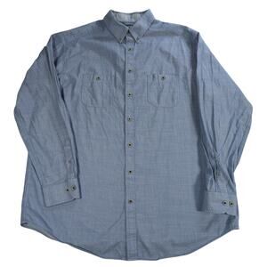 Roundtree Yorke Casuals Shirt Mens XLT Blue Button Front Long Sleeve Pocket